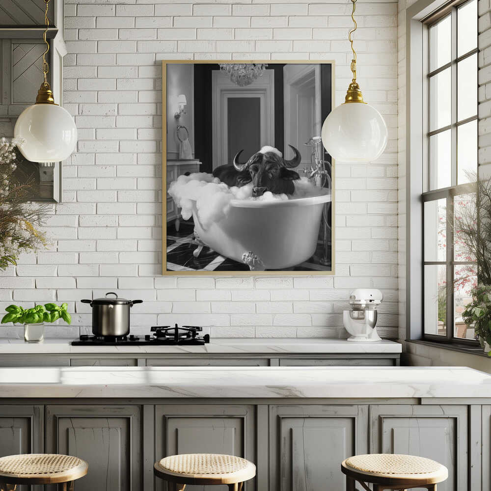 Curious Buffelo In the Tub Poster