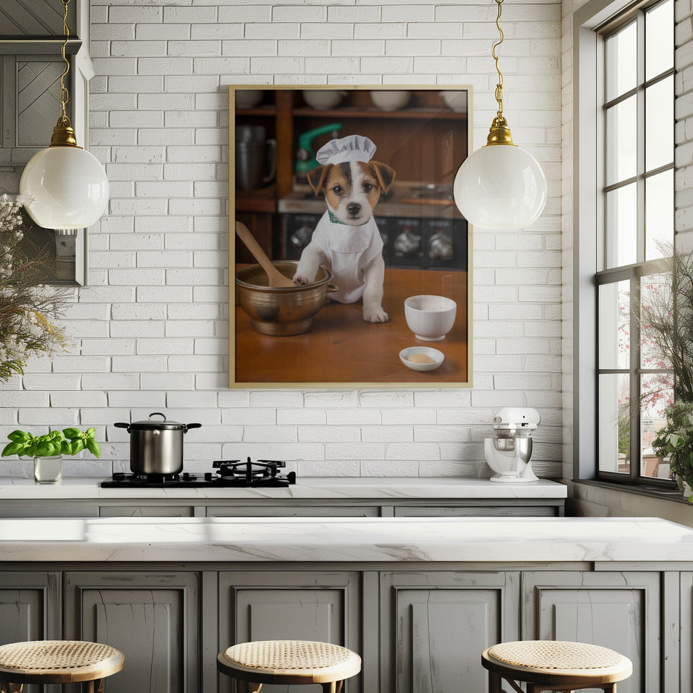 Jack Russell Puppy Chef Poster