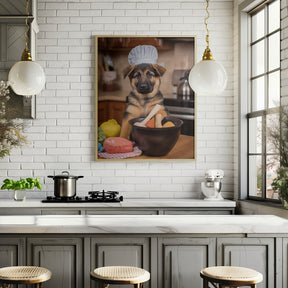 German Shepherd Puppy Chef Poster