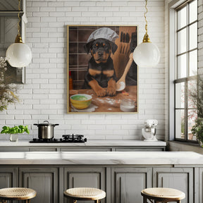 Rottweiler Puppy Chef Poster