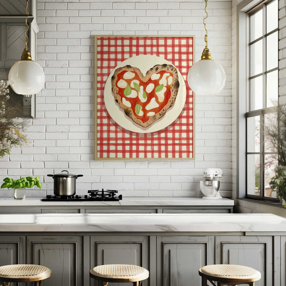 Pizza Heart checked Poster