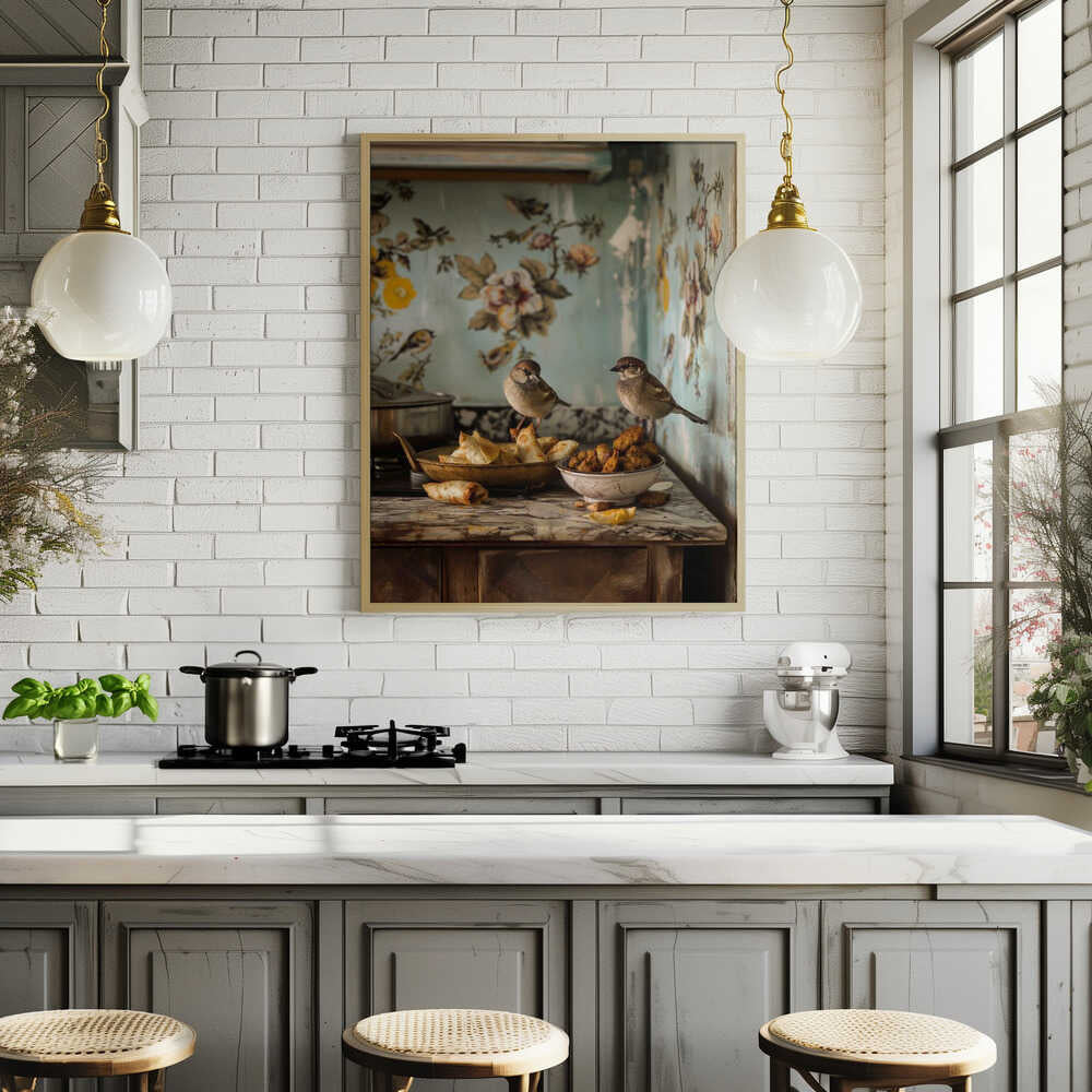 Sparrow Snack Time Poster