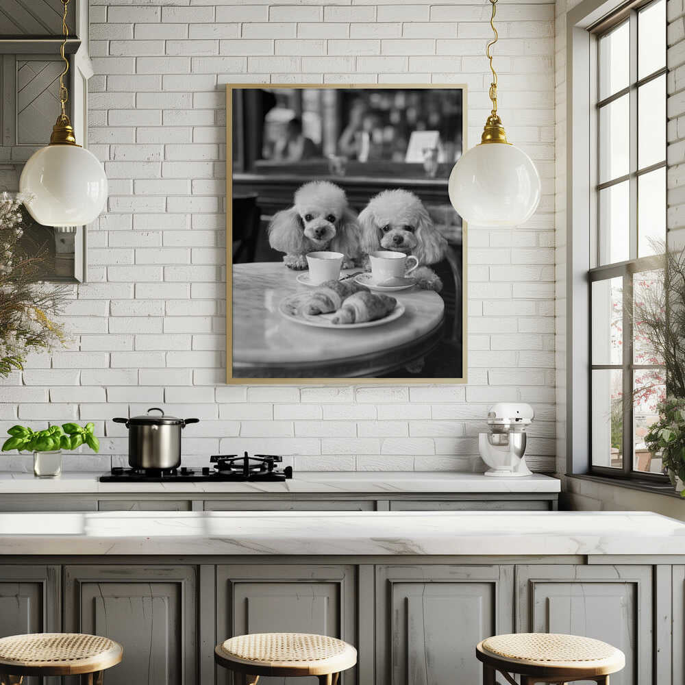 Poodles At the Café Poster