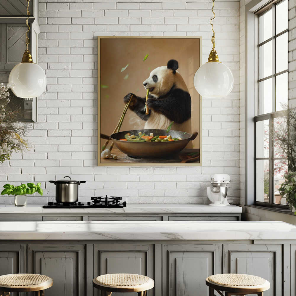 Panda Stir Fry Chef Poster