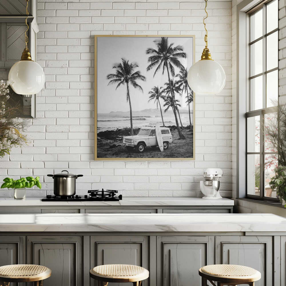 At the Beachbw Poster