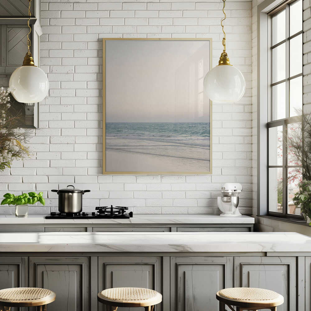 Warm Serene Beach Landscape Clear Sky Poster