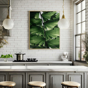 Tropical Green Palm Glow Poster