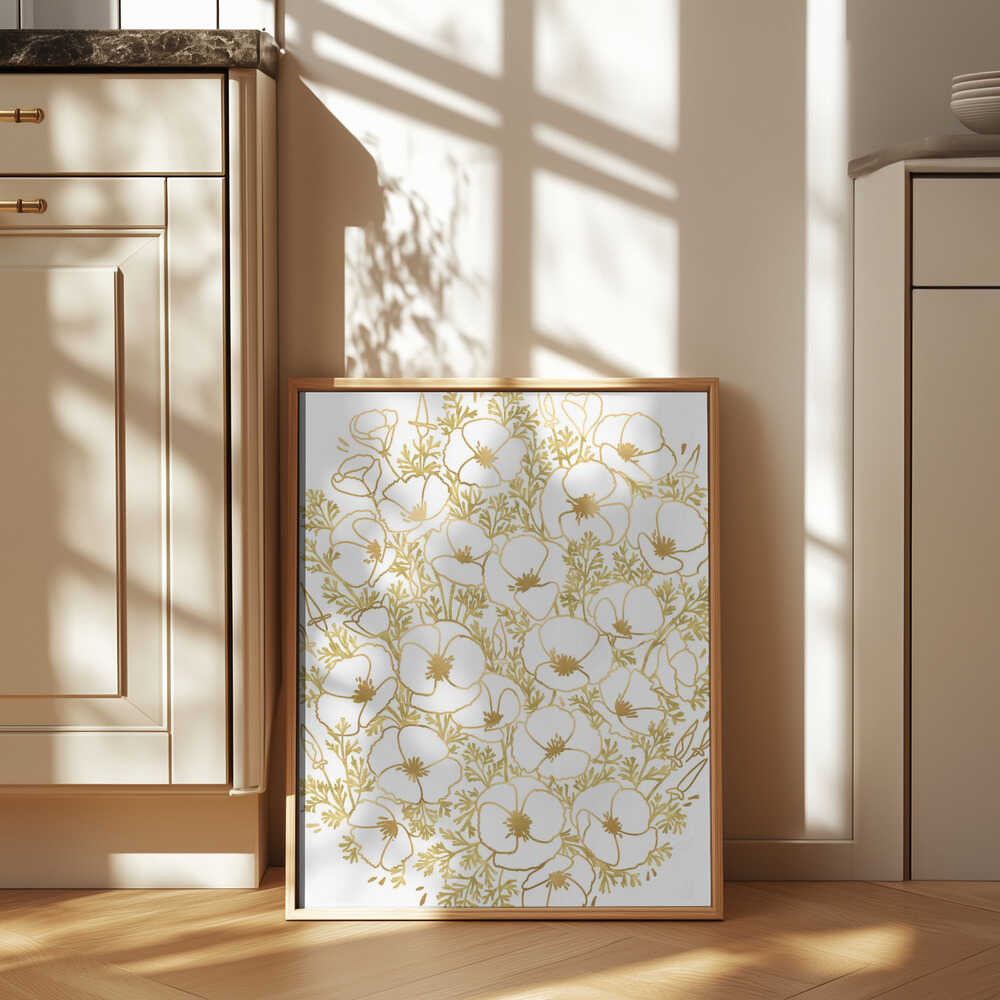 Gold California poppies Poster