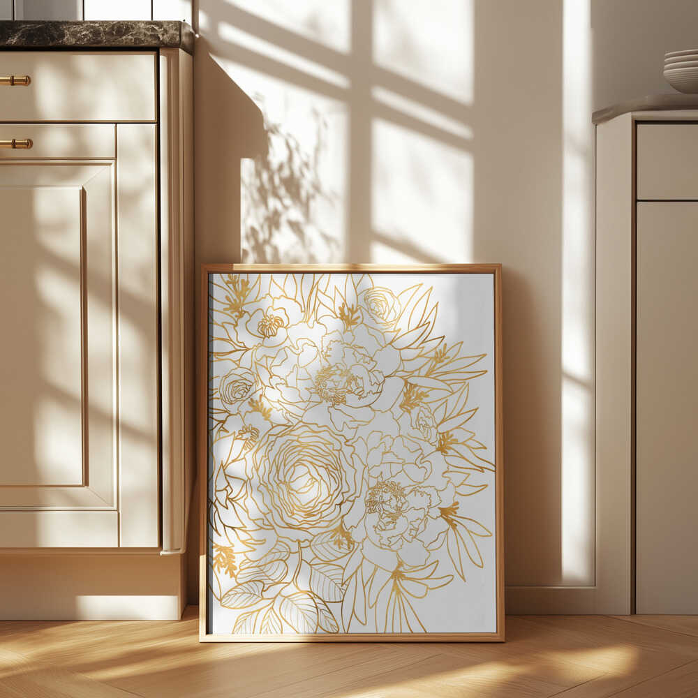 Nanette floral art in gold Poster