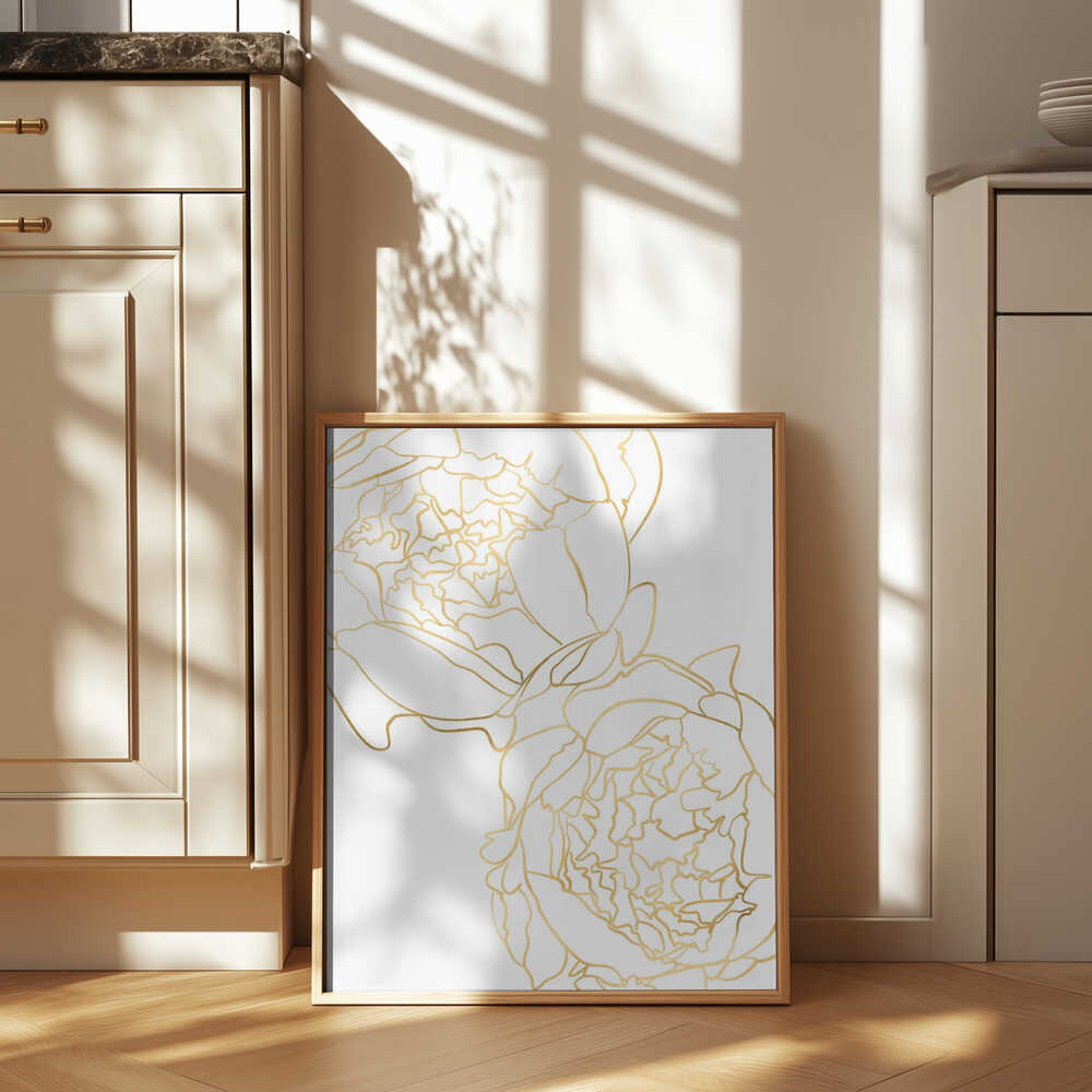 Sally's peonies in gold Poster