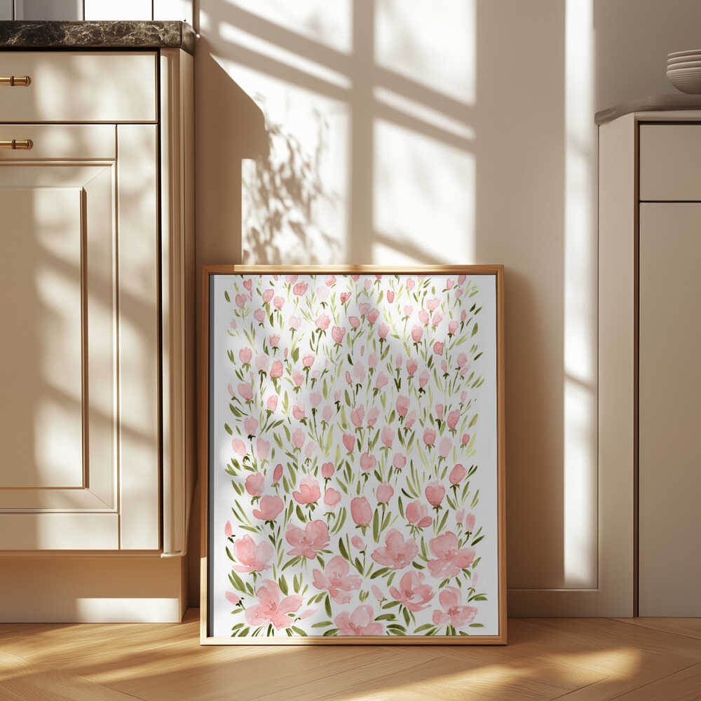 Field of pink flowers Poster