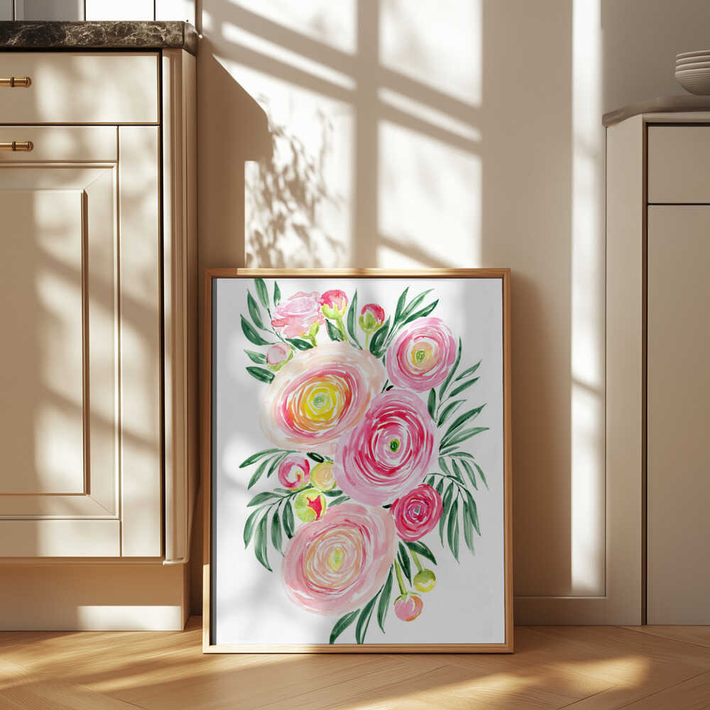 Savanna pink ranunculus bouquet Poster