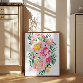 Savanna pink ranunculus bouquet Poster