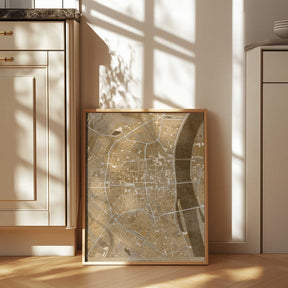 Sepia vintage map of Köln downtown Germany Poster