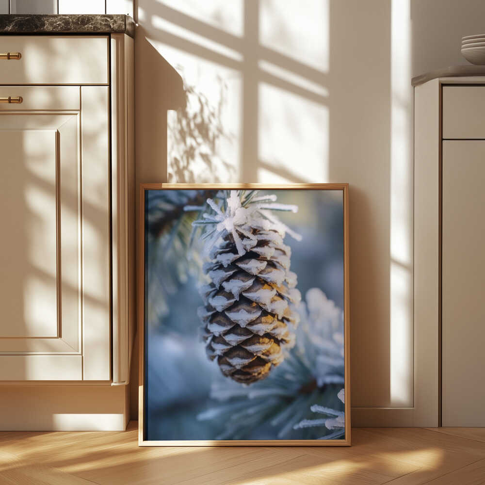 Frosty Pinecone Burst Poster