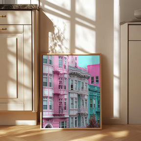 Pink and Blue Row Houses in San Francisco Poster