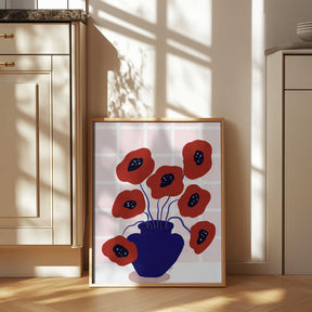 Red Poppies In a Vase Illustration Poster
