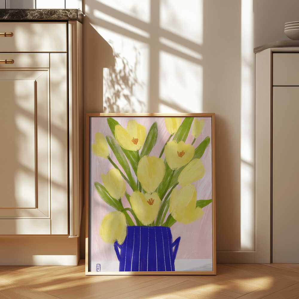 Yellow Tulips In a Vase Poster
