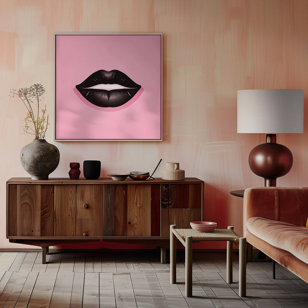 Lips In Black and Pink Poster