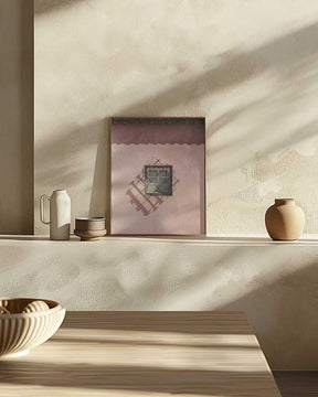 Rustic Pink Wall With A Vintage Window Poster