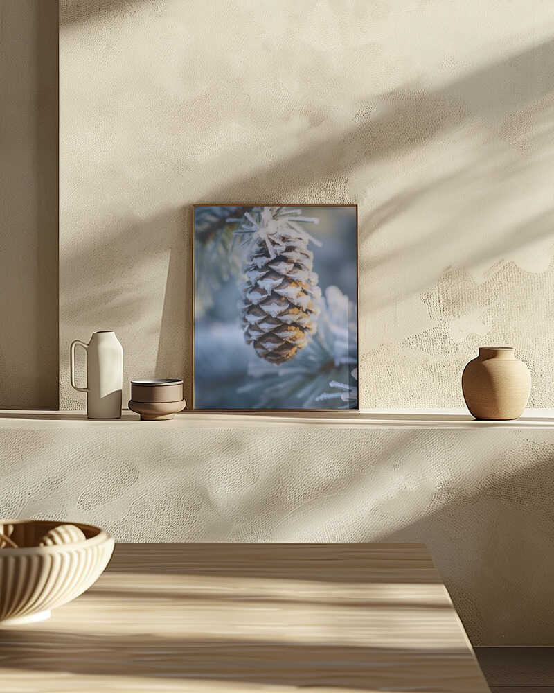 Frosty Pinecone Burst Poster