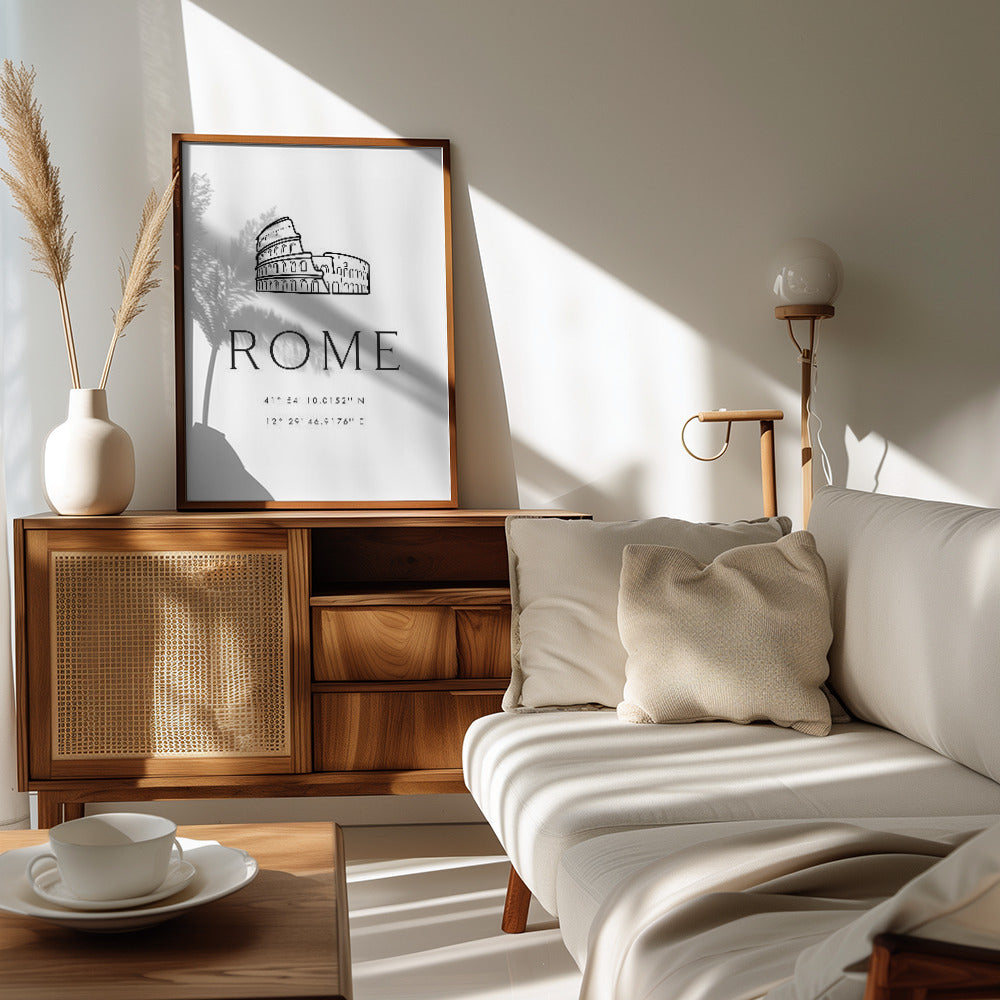 Rome coordinates with Colosseum sketch Poster