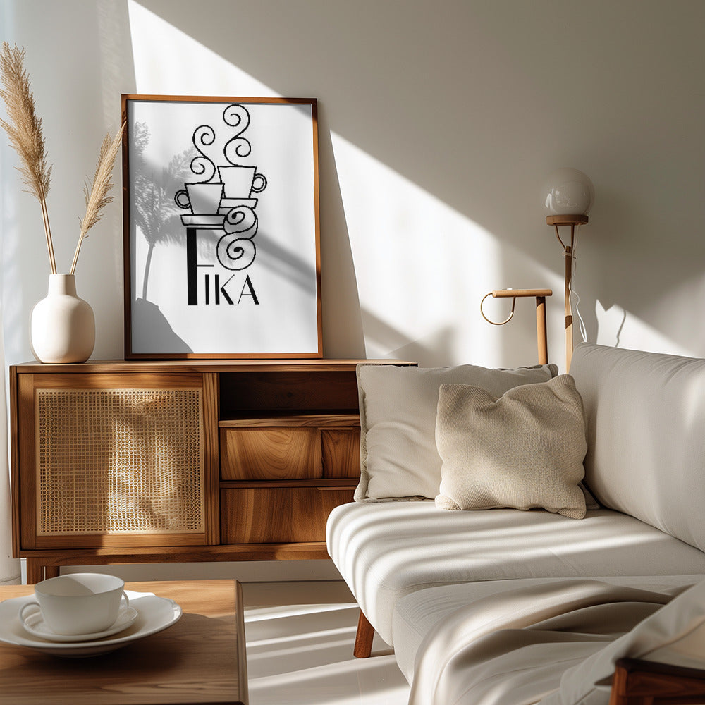 Fika line art illustration Poster