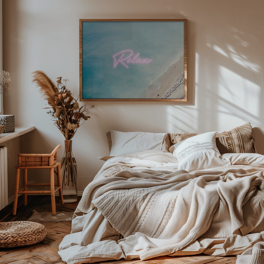 French Riviera Relax Neon Poster