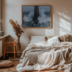 Lighthouse In Stormy Seas Poster