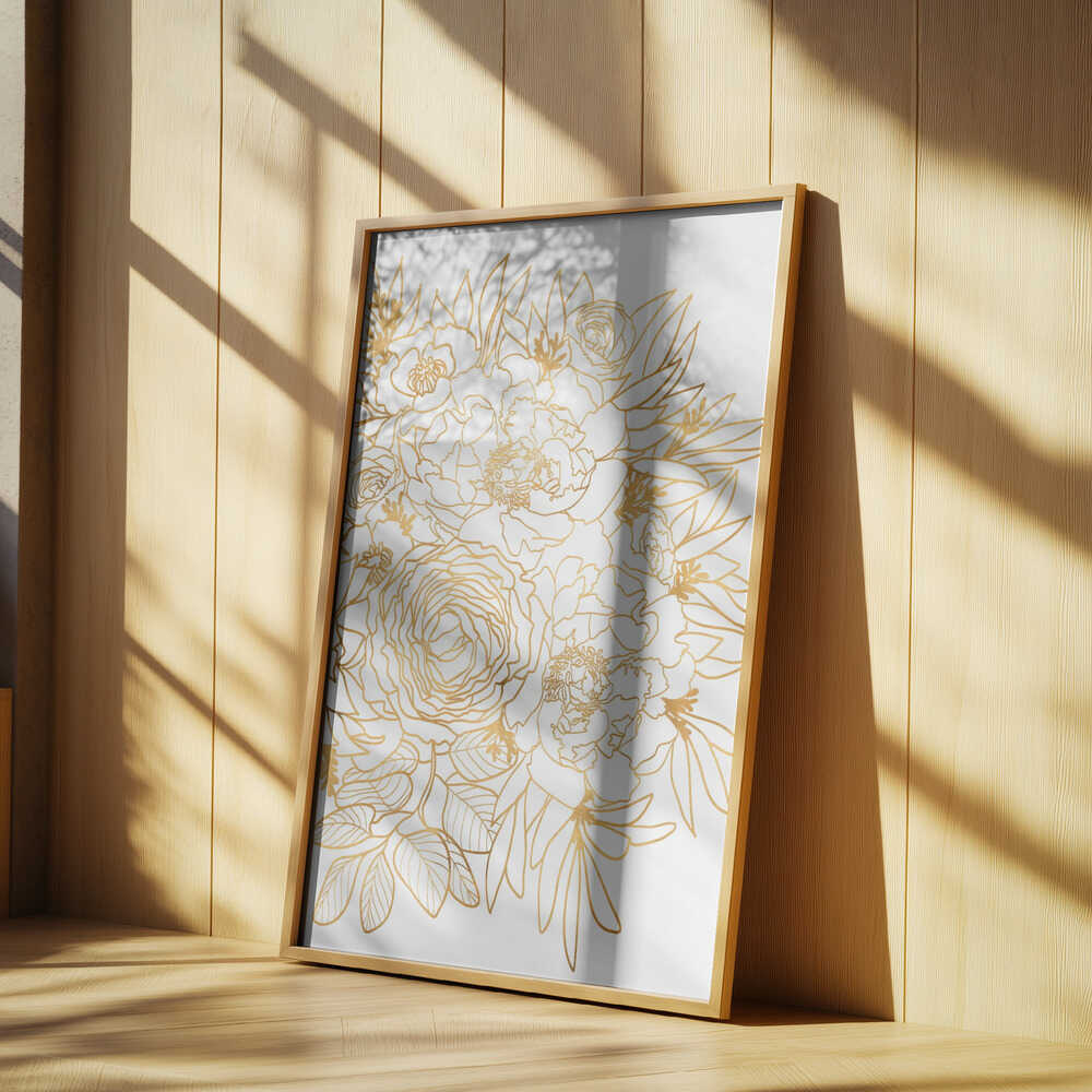 Nanette floral art in gold Poster