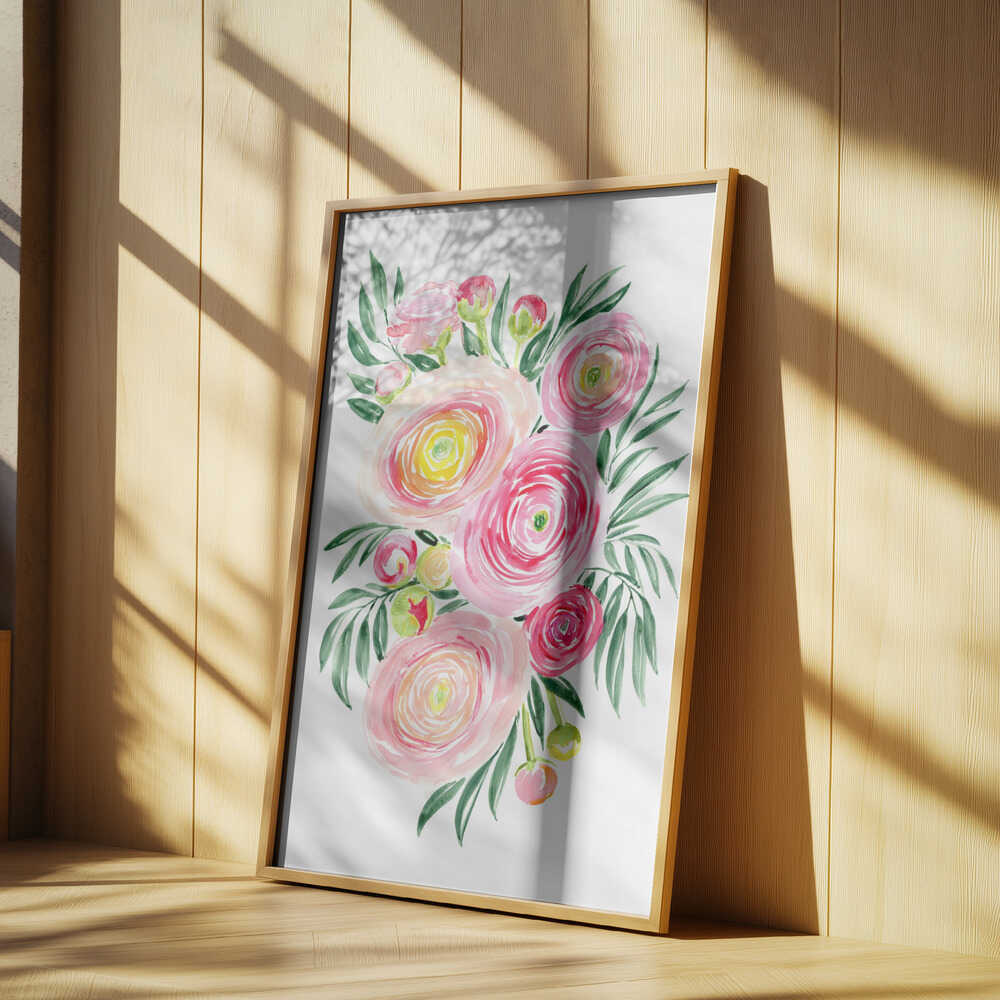 Savanna pink ranunculus bouquet Poster