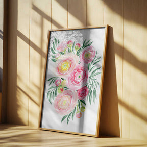 Savanna pink ranunculus bouquet Poster