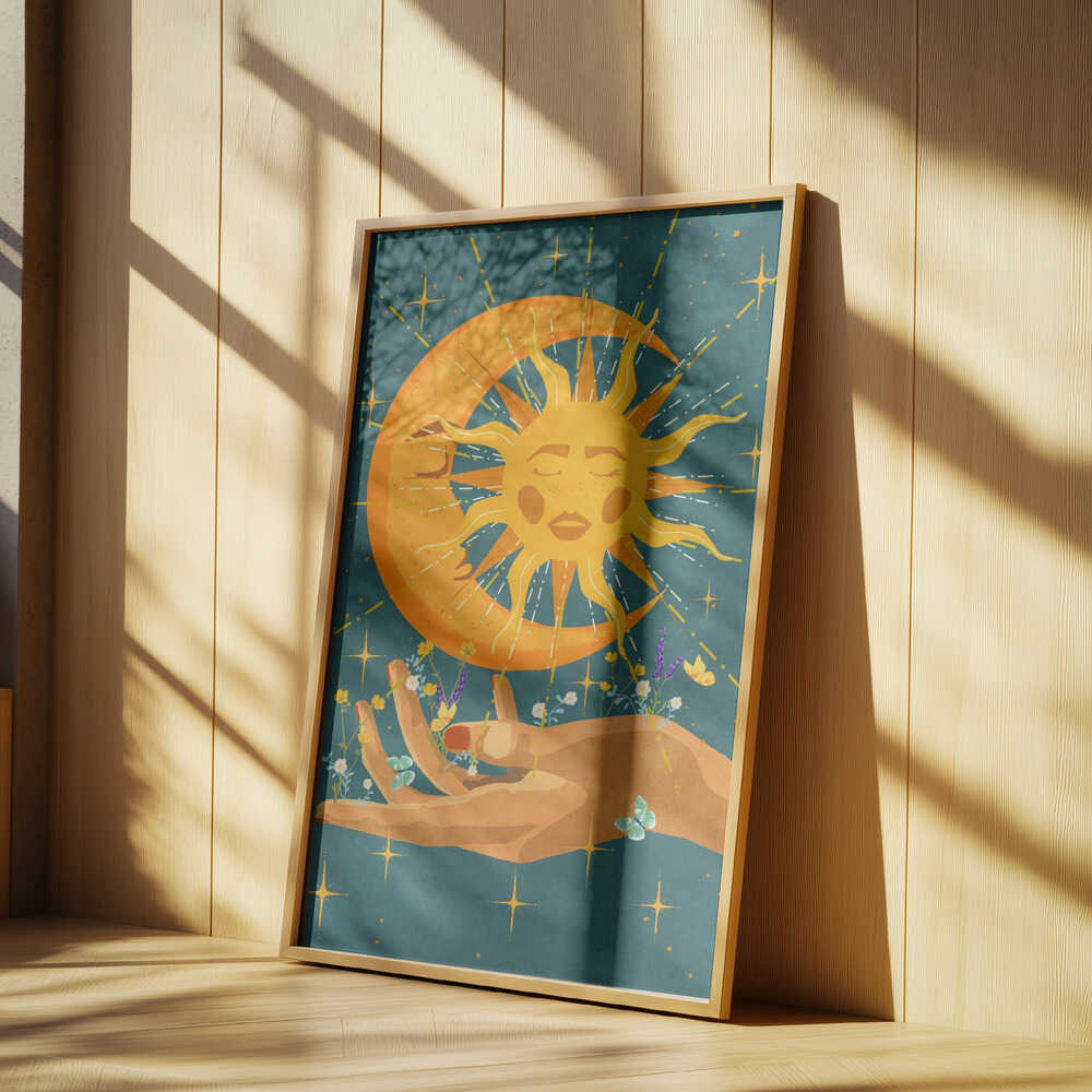 Sun and moon in my hand Poster