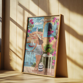 Travel poster woman in Saint-Tropez, France Poster