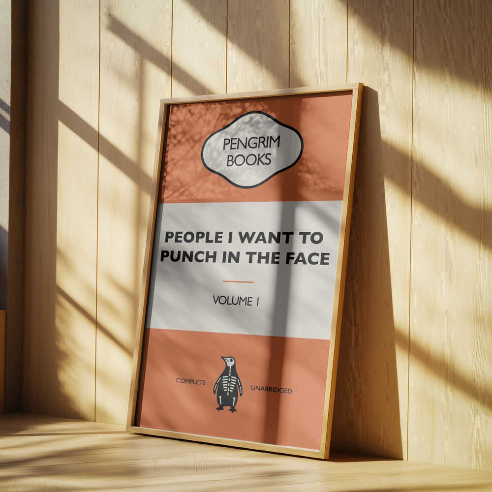People I Want To Punch In the Face - Funny Vintage Book Cover - Sarcastic Self Help - Orange Poster