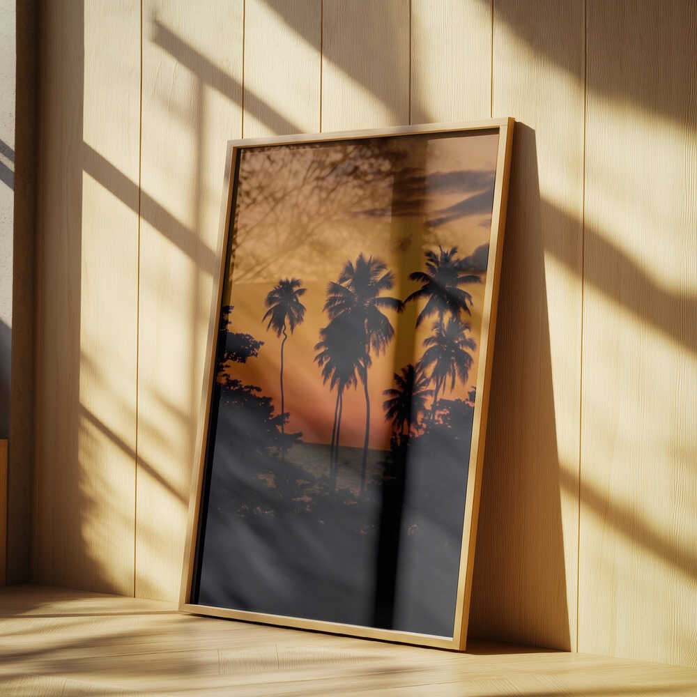 Squiggly Palm Sunset Poster
