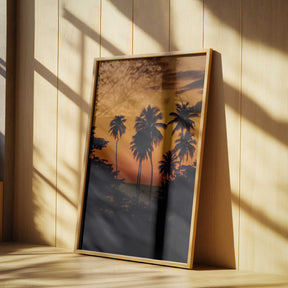 Squiggly Palm Sunset Poster