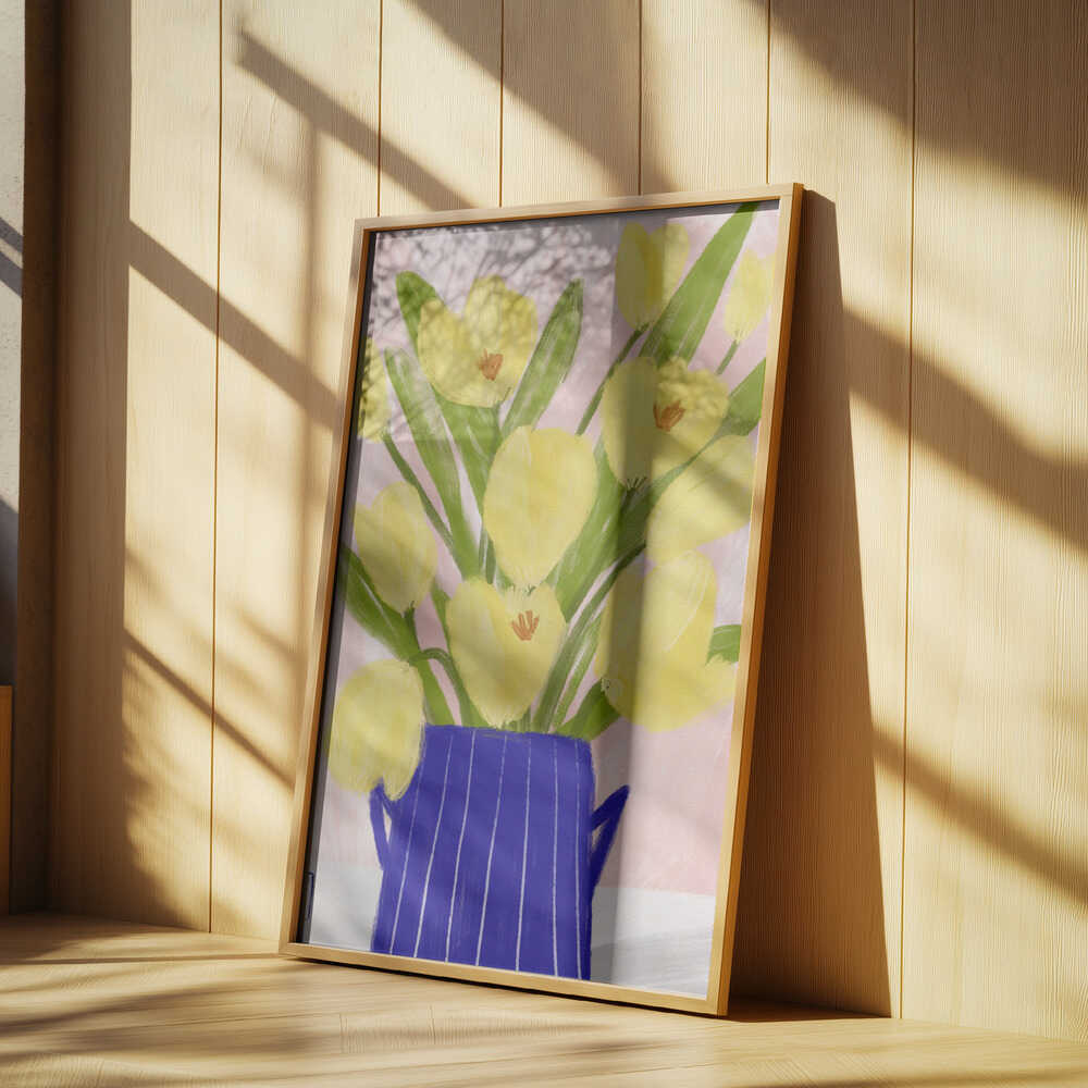Yellow Tulips In a Vase Poster