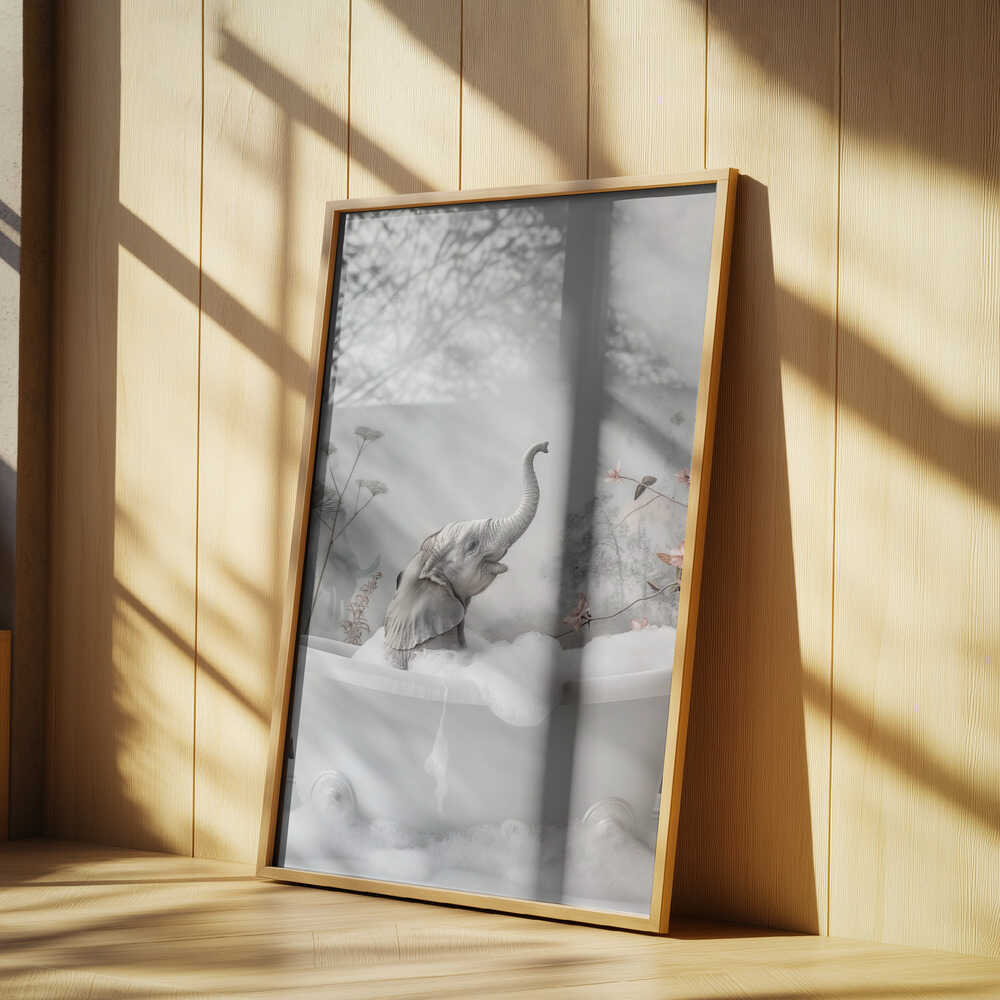 Elephant Bath Bliss Poster