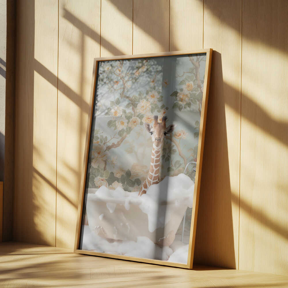 Giraffe Blossom Bath Poster