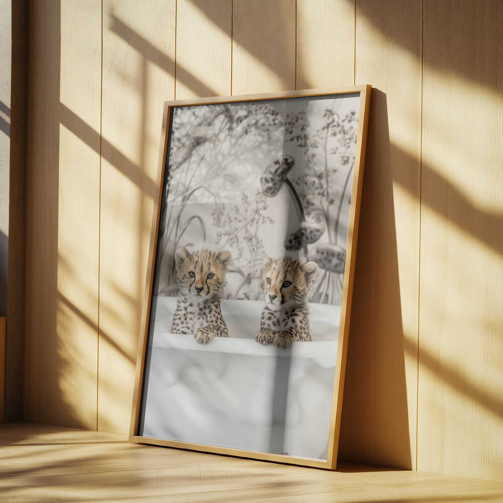 Cheetah Cub Bath Poster