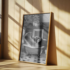 Joyful Elephant Bath Time Poster