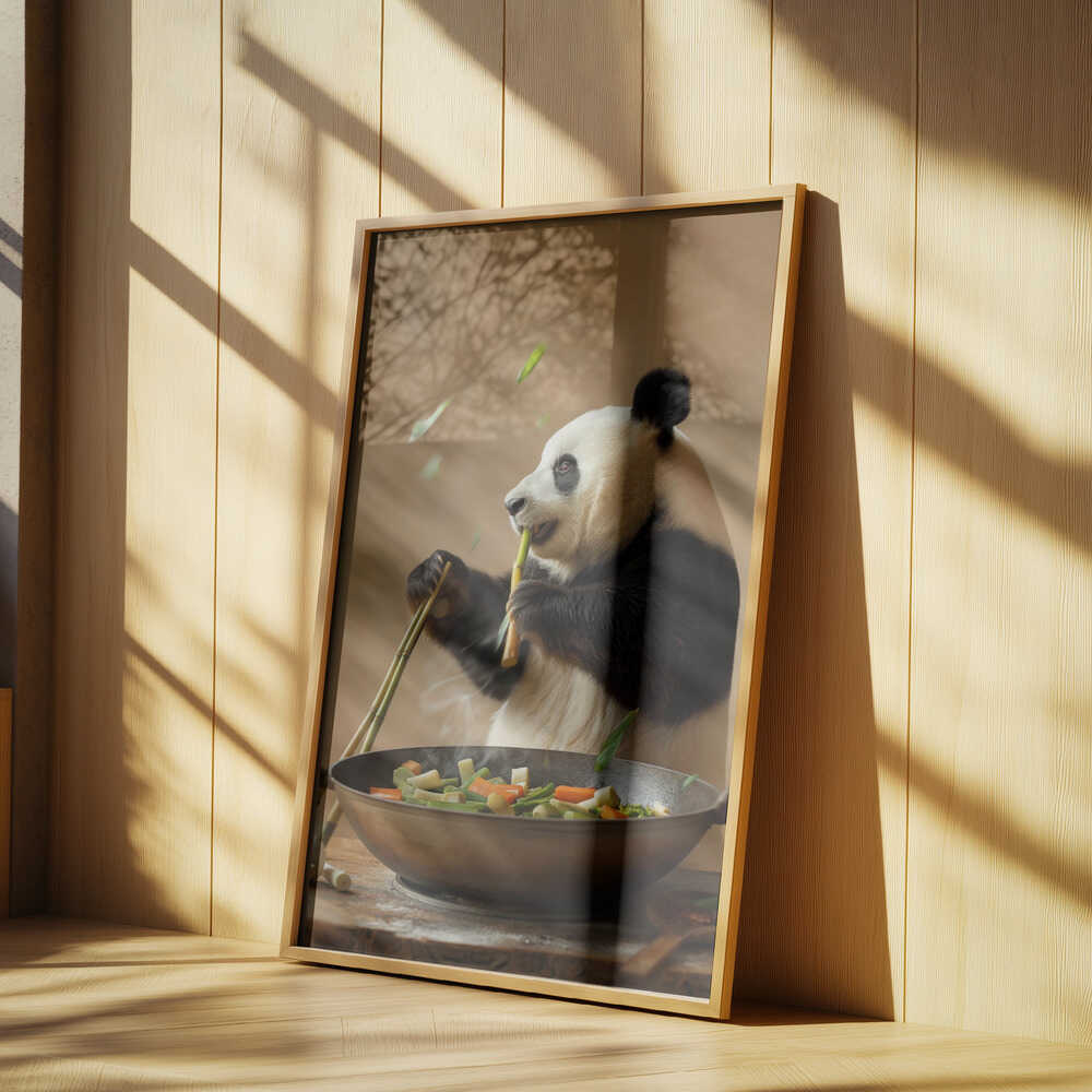Panda Stir Fry Chef Poster