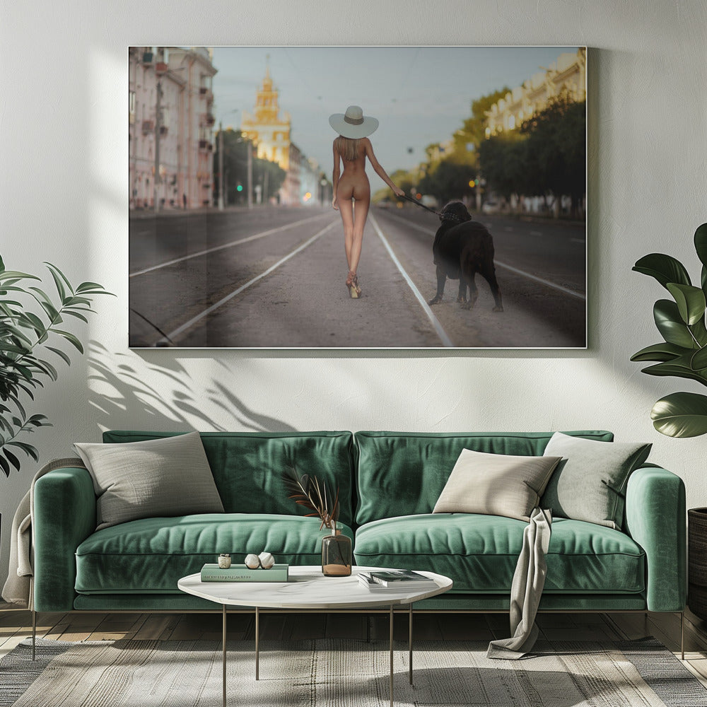 Lady with her dog Poster