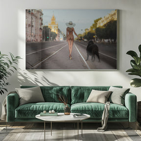 Lady with her dog Poster