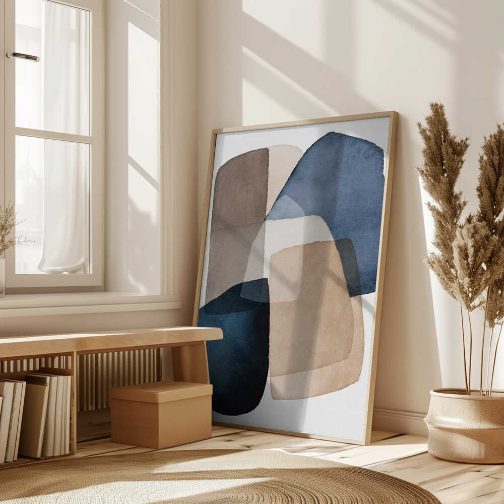 Blue Brown Blocks Poster