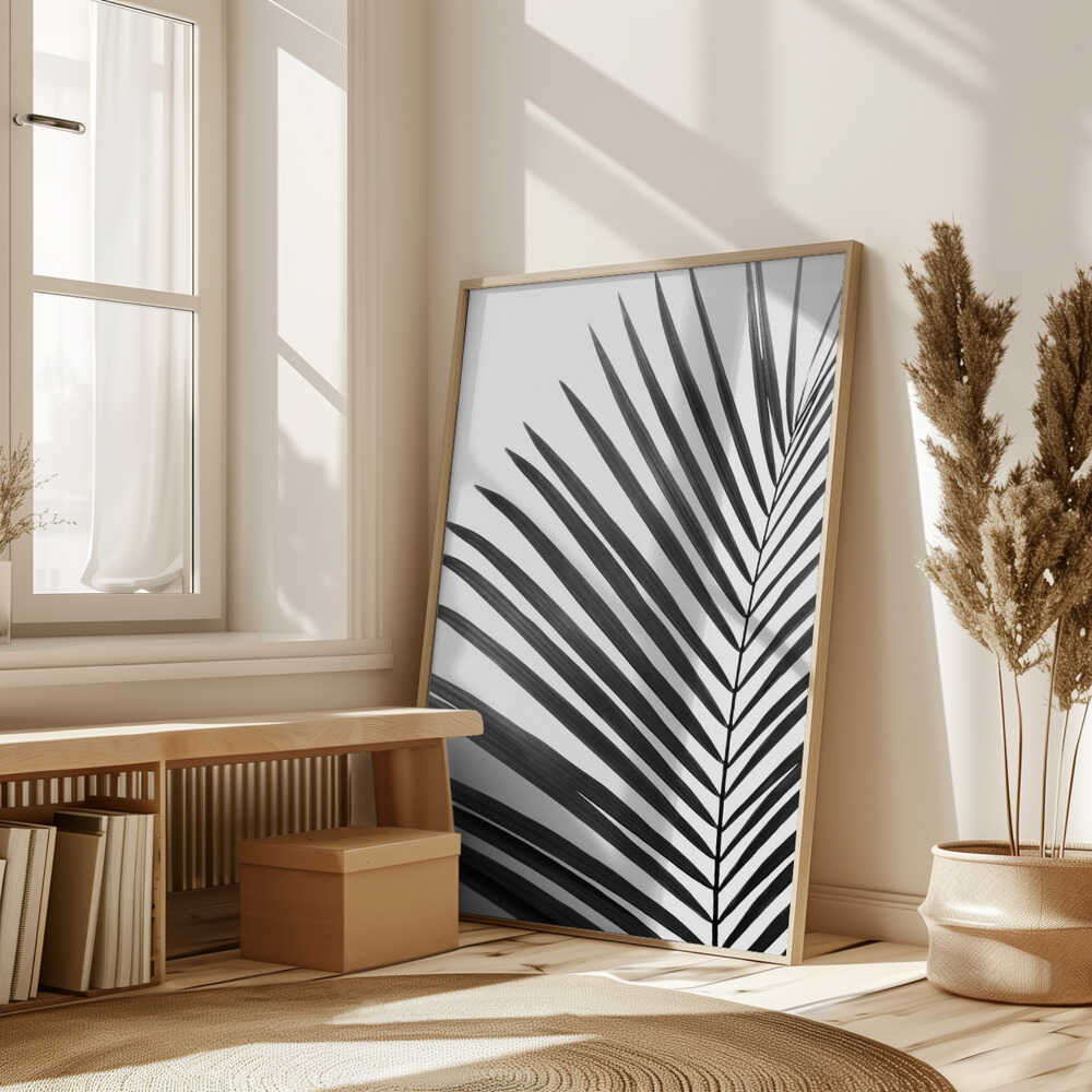 BW Palm Leaf Poster
