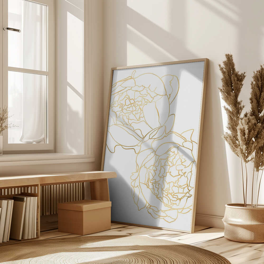 Sally's peonies in gold Poster