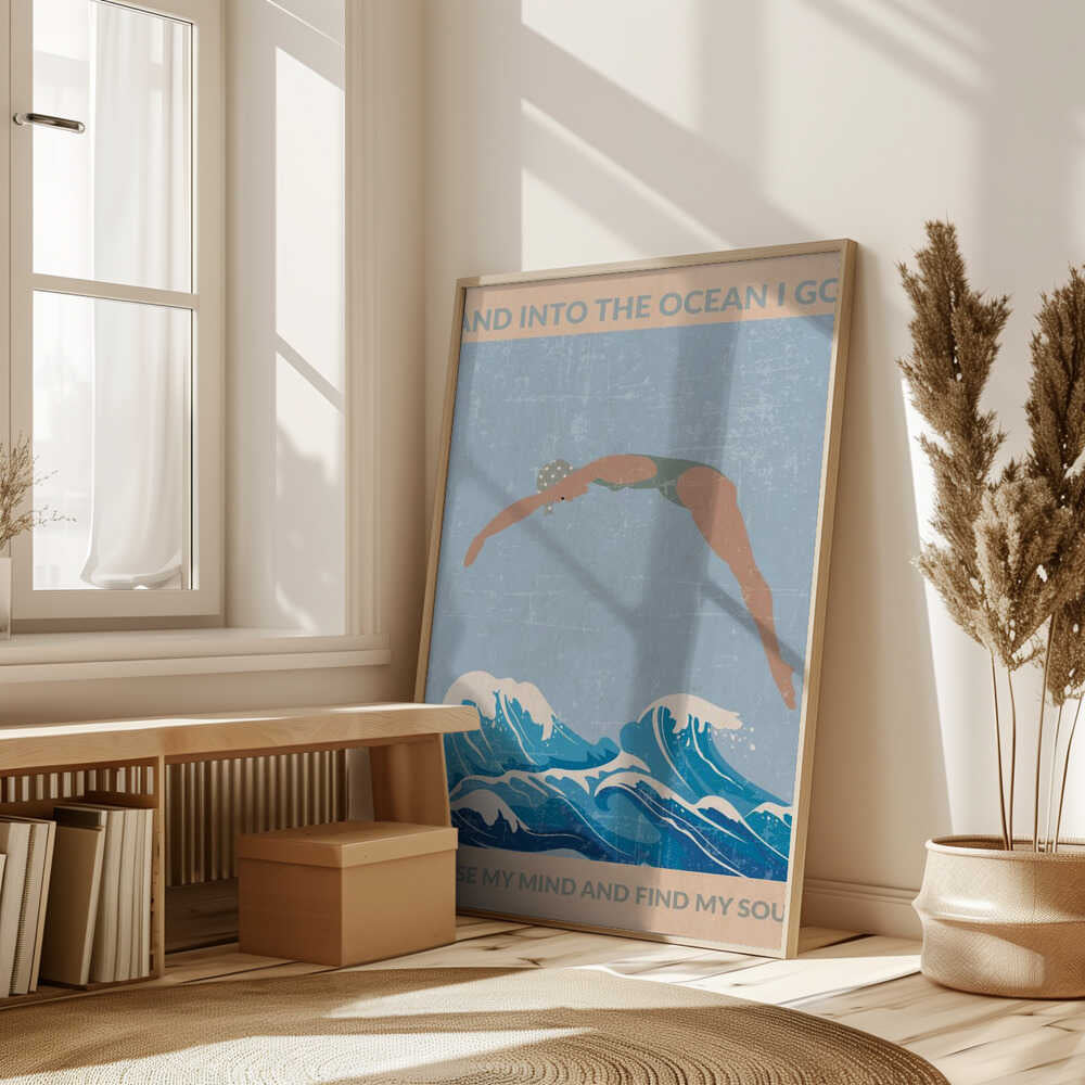 Into the Ocean I Go (grey) Poster