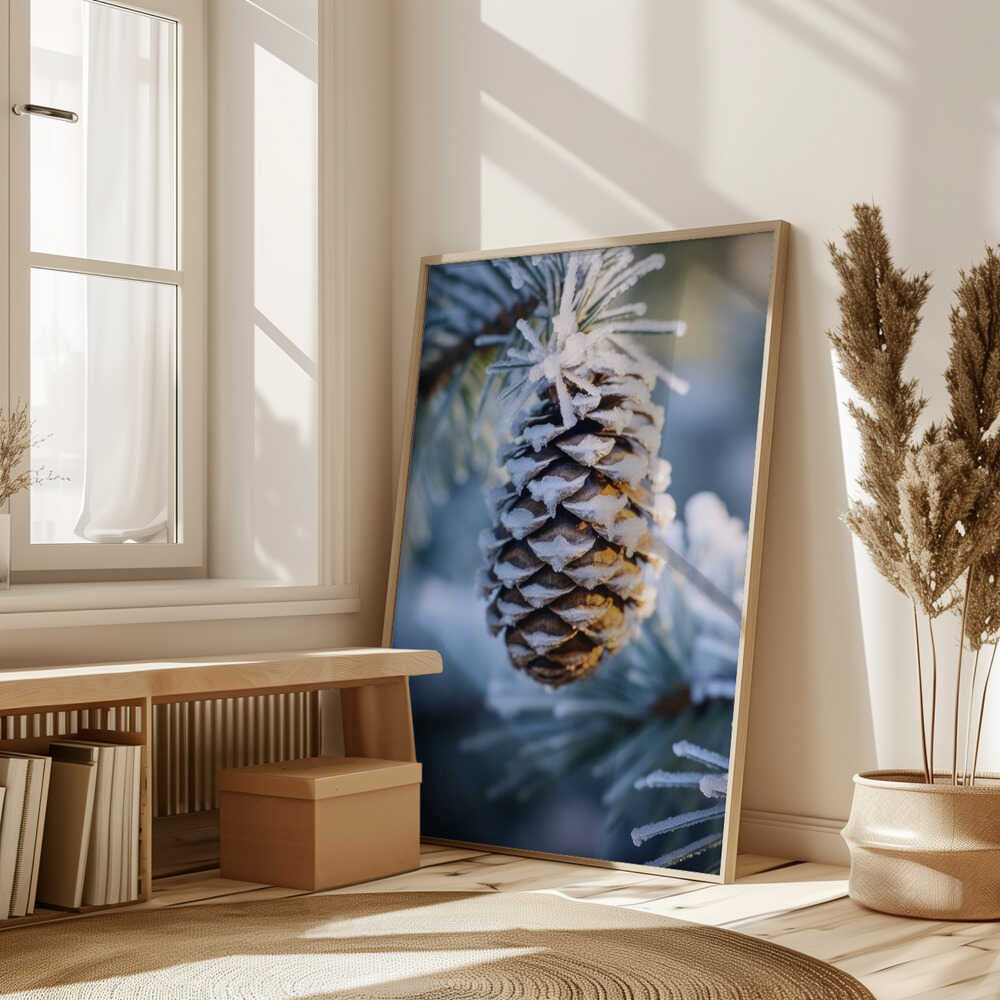 Frosty Pinecone Burst Poster